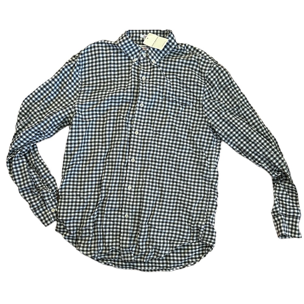 Lucky Brand Men’s Black & White Checkered Oxford Long Sleeve Shirt in Large